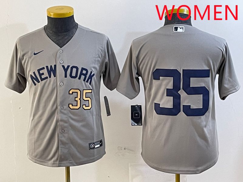 Women New York Yankees #35 No Name Grey Game 2025 Nike MLB Jersey style 2